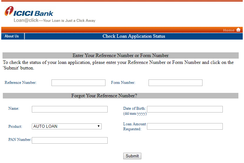 ICICI Personal Loan Status